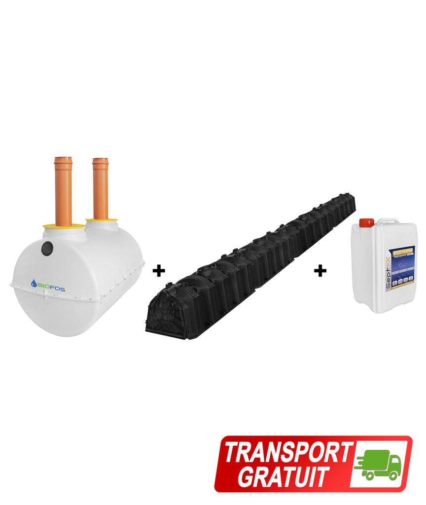 fosa septica fibra 4 6 persoane 2000l cu kit percolaj